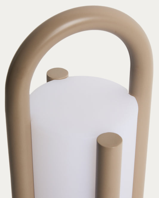 Petite lampe de table portable Leros en polyéthylène et acier taupe