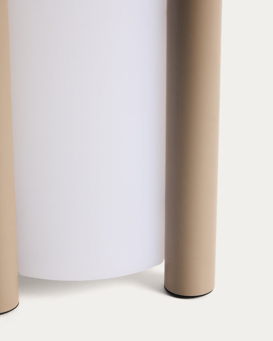 Petite lampe de table portable Leros en polyéthylène et acier taupe