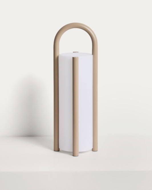 Grande lampe de table portable Leros en polyéthylène et acier taupe