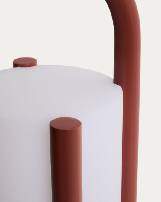 Grande lampe de table portable Leros en polyéthylène et acier terracotta