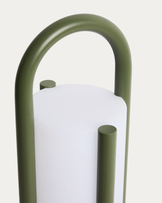 Grande lampe de table portable Leros en polyéthylène et acier vert