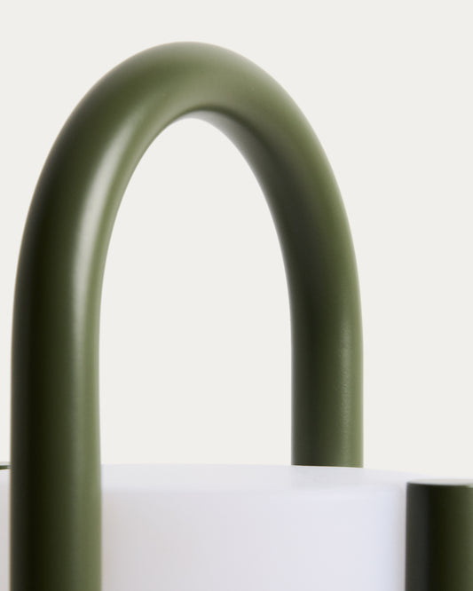 Grande lampe de table portable Leros en polyéthylène et acier vert