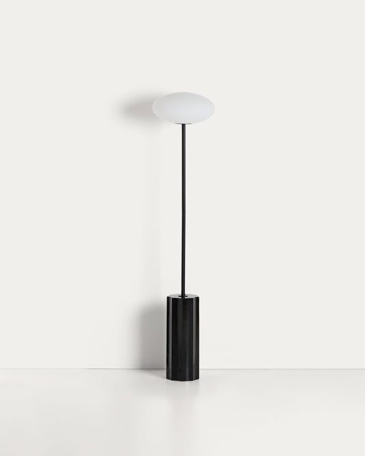 Lampadaire Idela en verre fumé et marbre noir