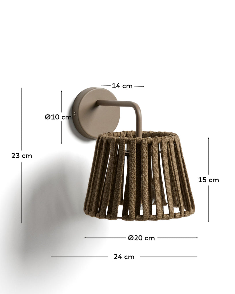 Applique murale d’extérieur Aldet en corde plate et métal beige