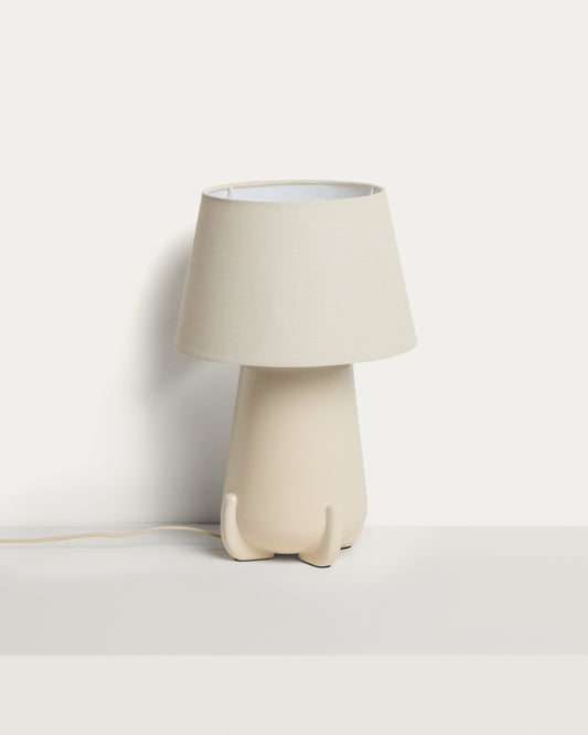 Lampe de table Odra en céramique écrue avec finition brillante