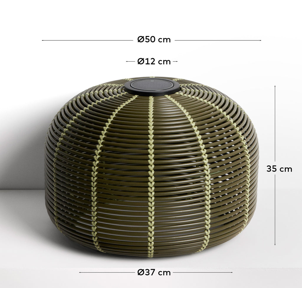 Lampe de table solaire d’extérieur Garoina LED en rotin synthétique vert Ø 50 cm