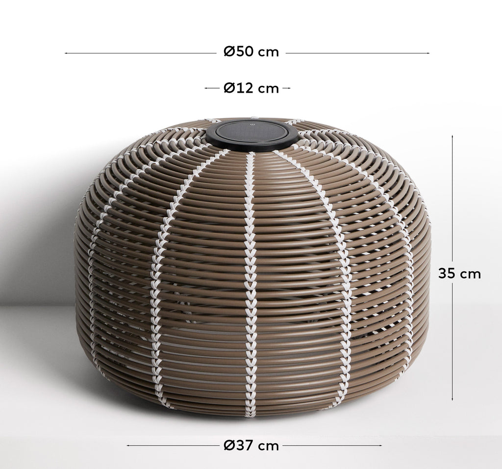Lampe de table solaire d’extérieur Garoina LED en rotin synthétique taupe Ø 50 cm