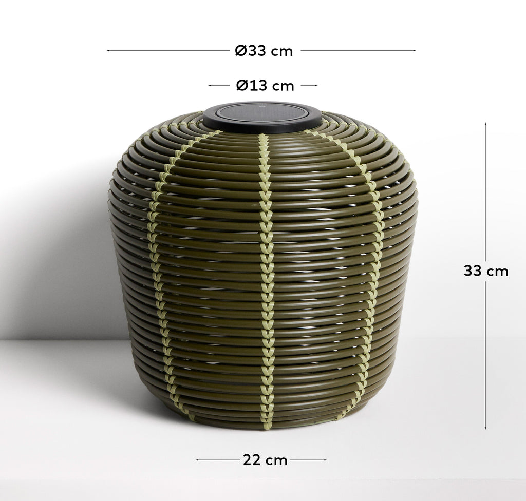 Lampe de table solaire d’extérieur Garoina LED en rotin synthétique vert Ø 35 cm