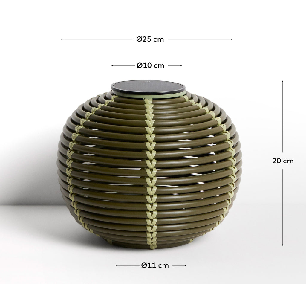 Lampe de table solaire d’extérieur Garoina LED en rotin synthétique vert Ø 25 cm