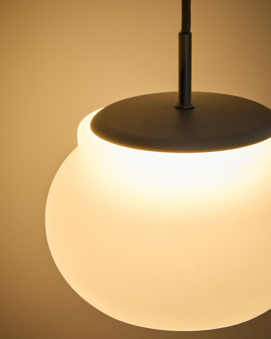 Luminaire de plafond LED Leruna en verre dépoli et métal avec finition galvanisée Ø 20 cm