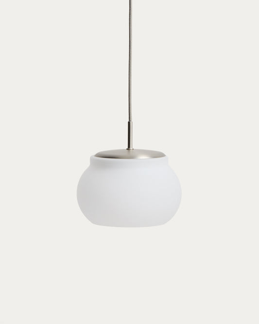 Luminaire de plafond LED Leruna en verre dépoli et métal avec finition galvanisée Ø 20 cm