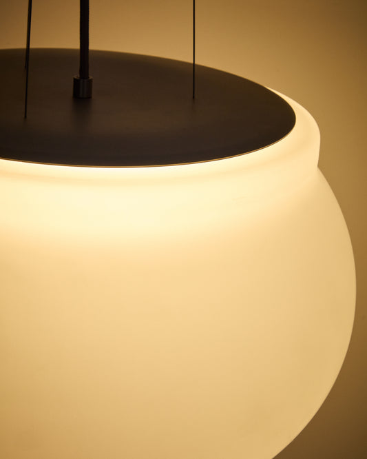 Luminaire de plafond LED Leruna en verre dépoli et métal avec finition galvanisée Ø 40 cm
