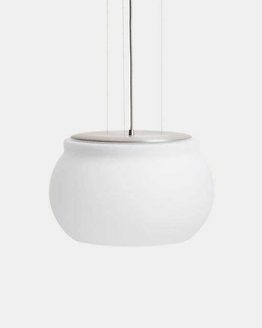 Luminaire de plafond LED Leruna en verre dépoli et métal avec finition galvanisée Ø 40 cm