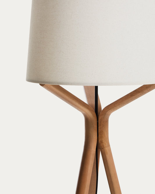Lampadaire Ubira en bois de frêne et abat-jour en lin