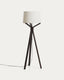 Lampadaire Ubira en bois de frêne avec finition foncée et abat-jour en lin