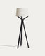 Lampadaire Ubira en bois de chêne avec finition noire et abat-jour en lin