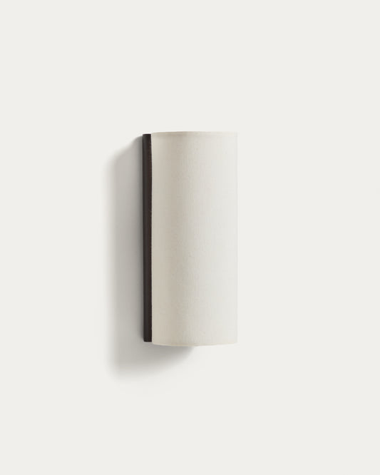 Applique murale Umbran en bois d’hévéa marron foncé et lin beige