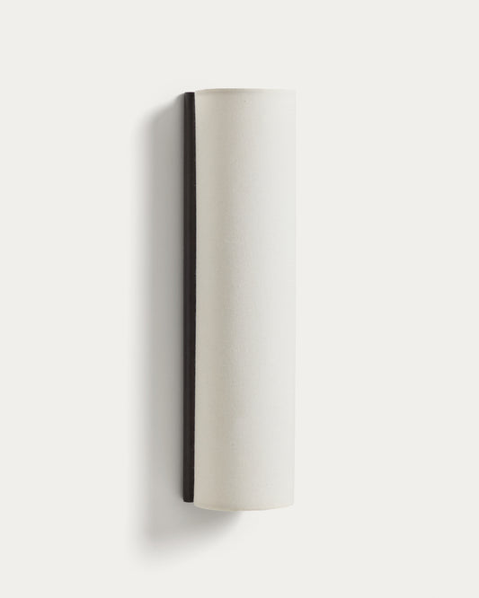 Applique murale Umbran en bois d’hévéa marron foncé et lin beige