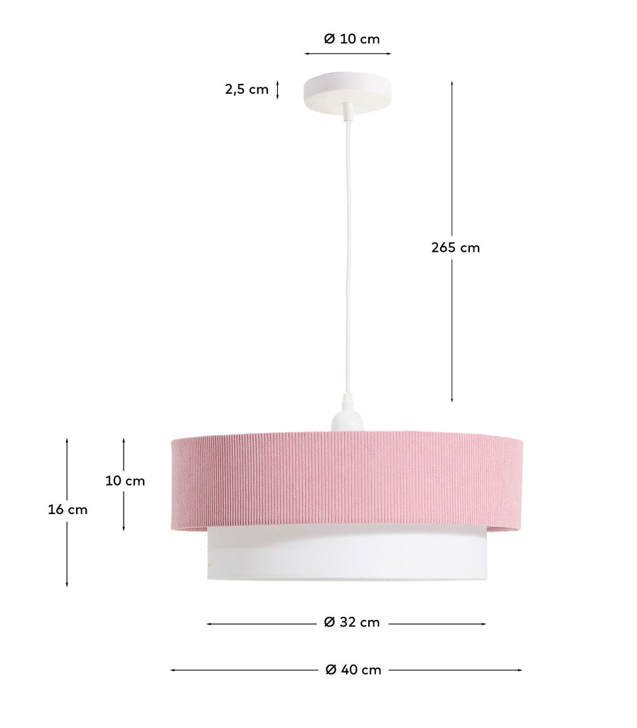Plafonnier Bianella en coton et velours côtelé rose