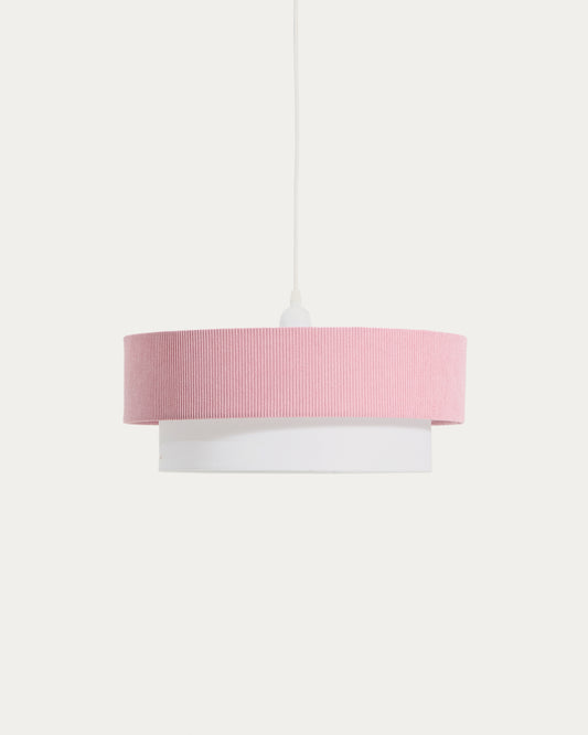 Plafonnier Bianella en coton et velours côtelé rose