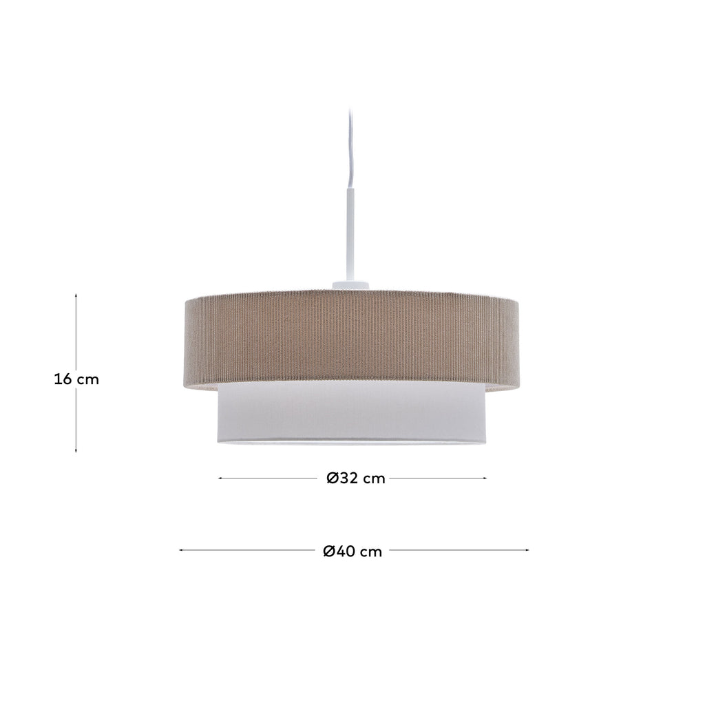 Plafonnier Bianella en coton et velours côtelé beige Ø 40 cm