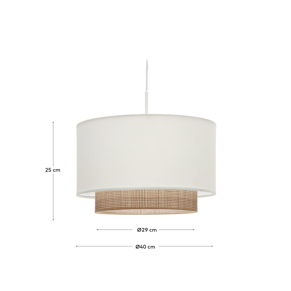 Abat-jour pour suspension Erna en bambou finition naturelle et blanche Ø 40 cm