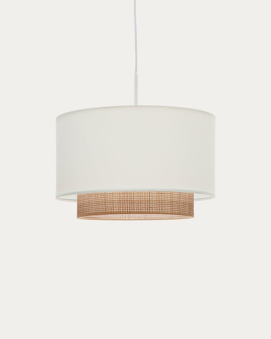 Abat-jour pour suspension Erna en bambou finition naturelle et blanche Ø 40 cm