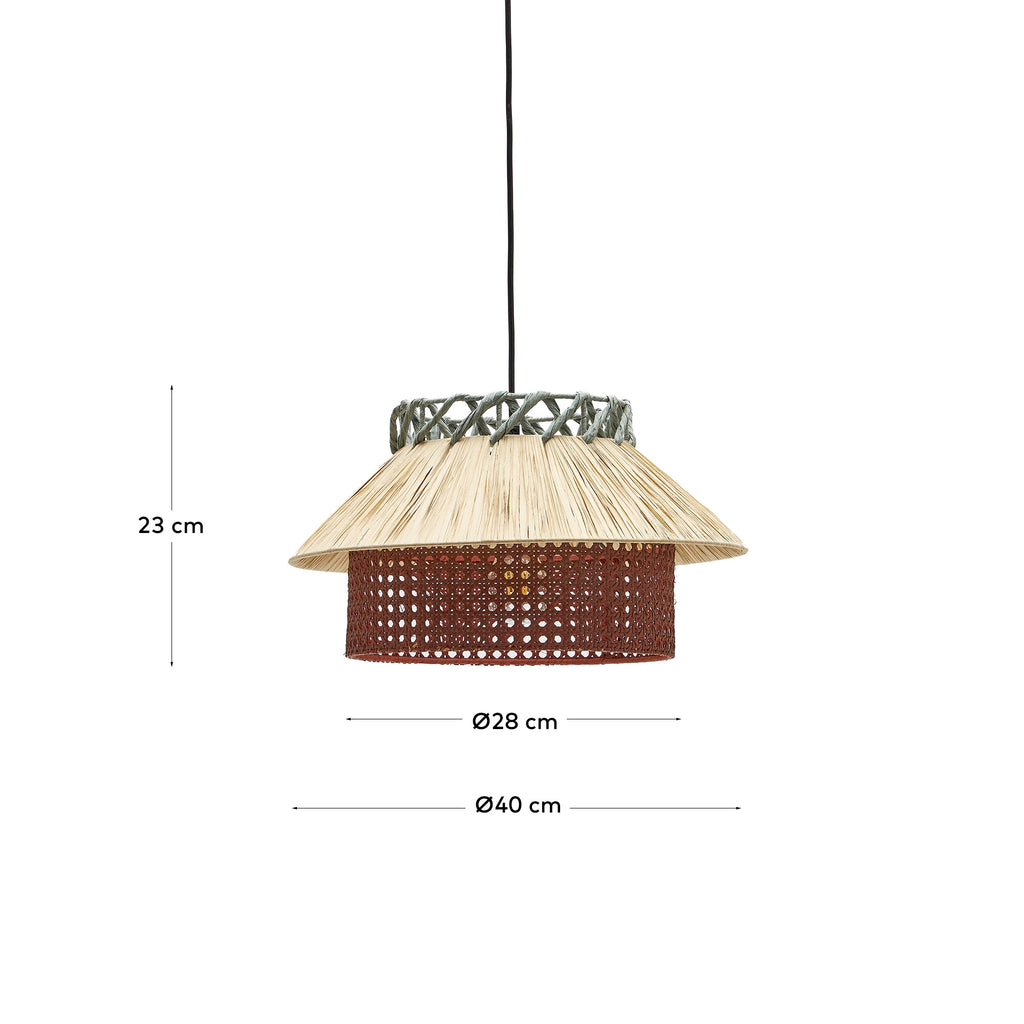 Plafonnier Pulmi en raphia naturel, terracotta et bleu Ø 40 cm