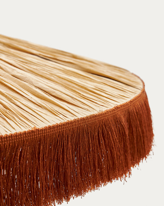 Plafonnier Pollensa en raphia naturel et franges terracotta Ø 75 cm