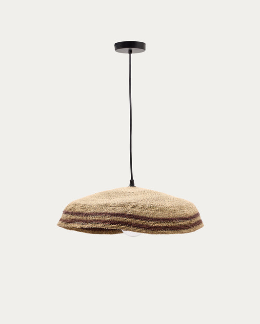 Lampe de plafond Vinyola en fibres naturelles, finition naturelle et noire Ø 44 cm