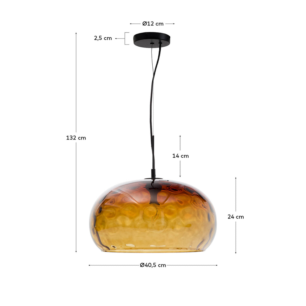 Plafonnier Balma en verre marron Ø 40 cm