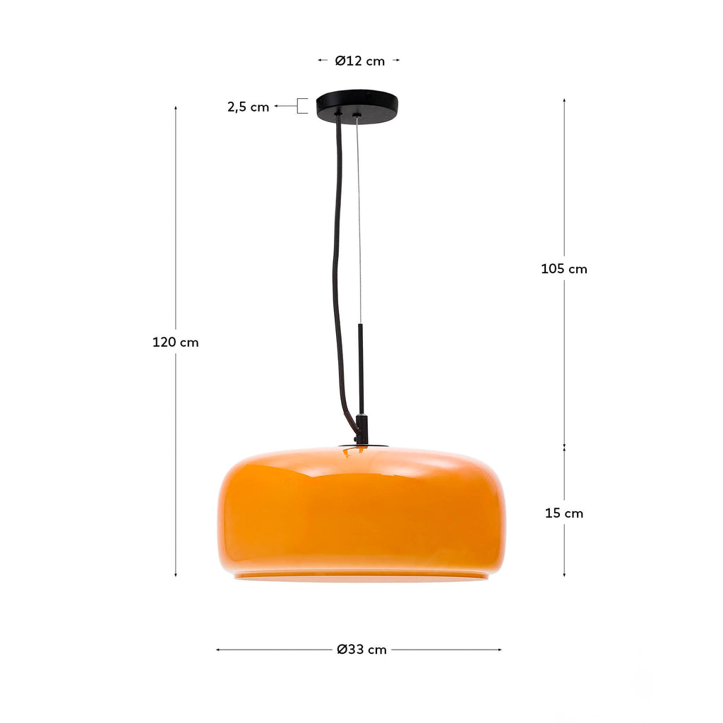 Plafonnier Reig en verre orange Ø 38 cm