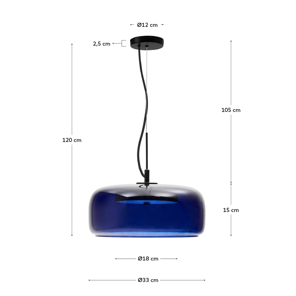 Plafonnier Reig en verre bleu Ø 38 cm