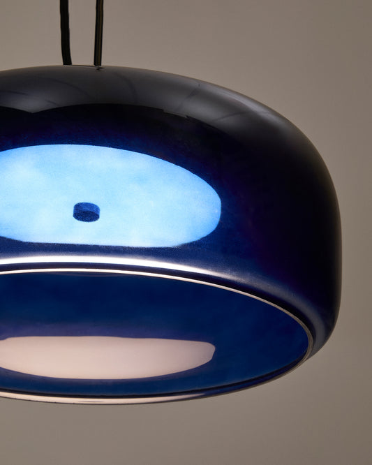 Plafonnier Reig en verre bleu Ø 38 cm