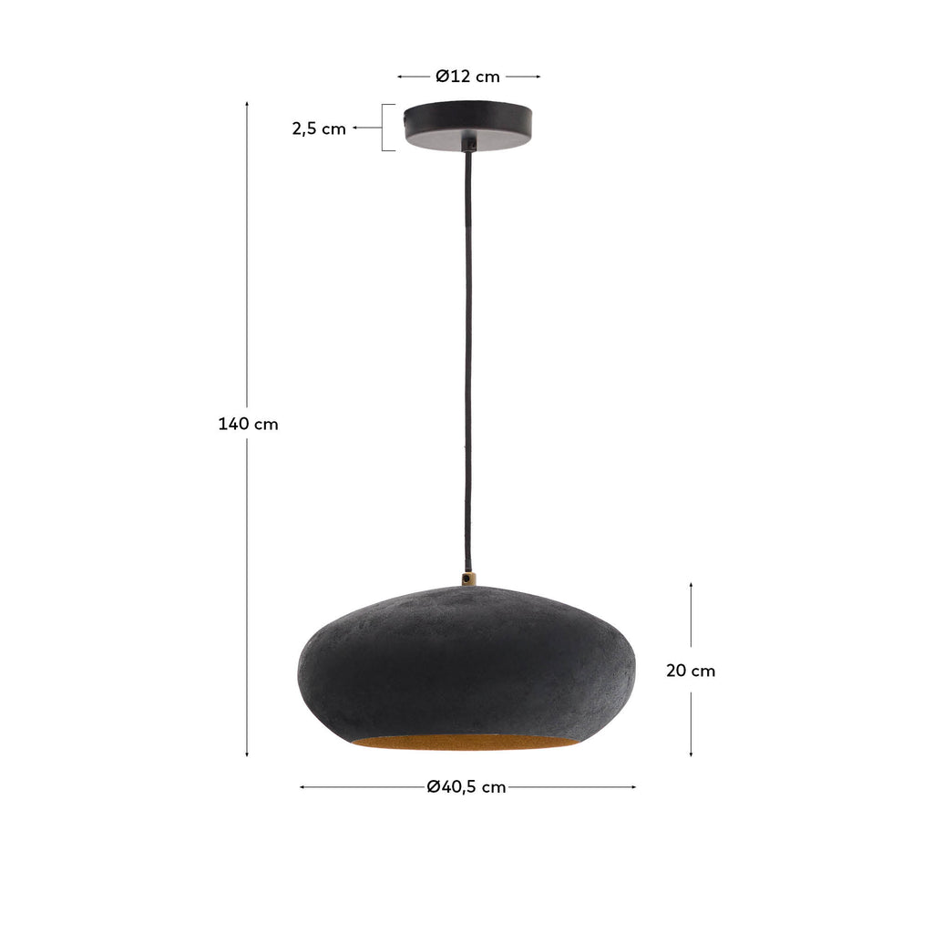 Plafonnier Inda en métal finition noire Ø 30 cm