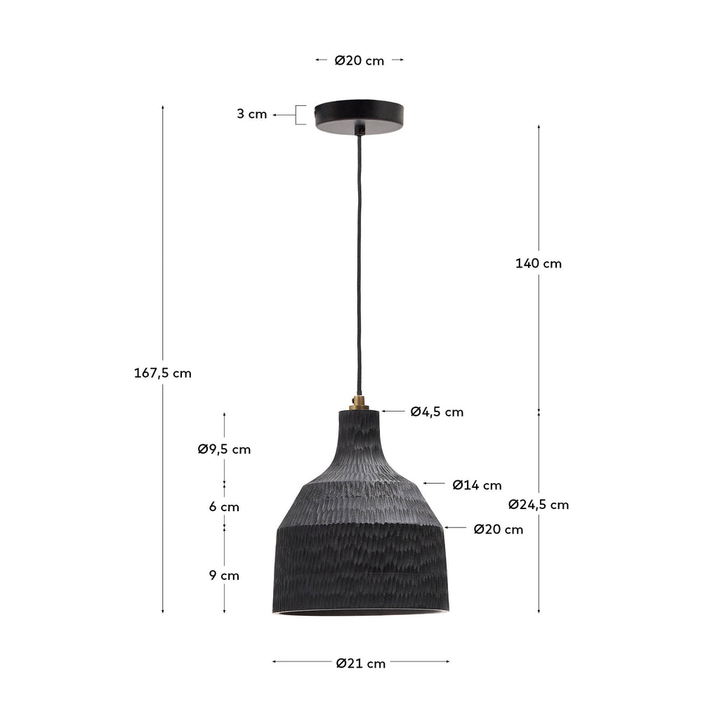 Plafonnier Amire en bois finition noire Ø 21 cm