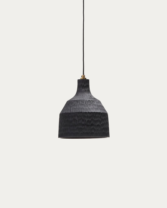 Plafonnier Amire en bois finition noire Ø 21 cm