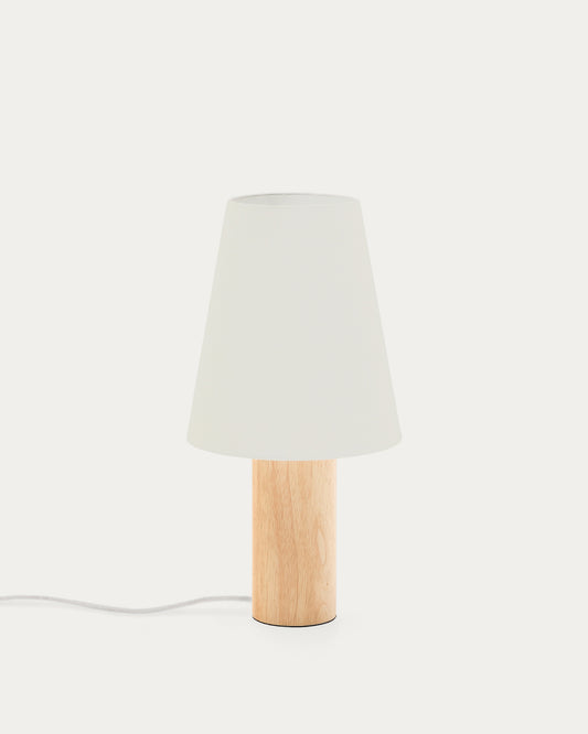 Lampe de table Marga en bois d’hévéa avec finition ton naturel