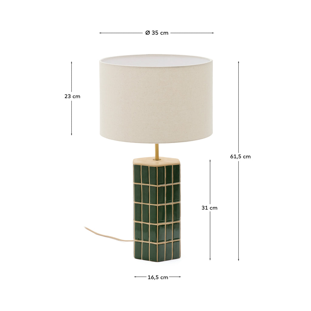 Lampe de table Rue en céramique verte
