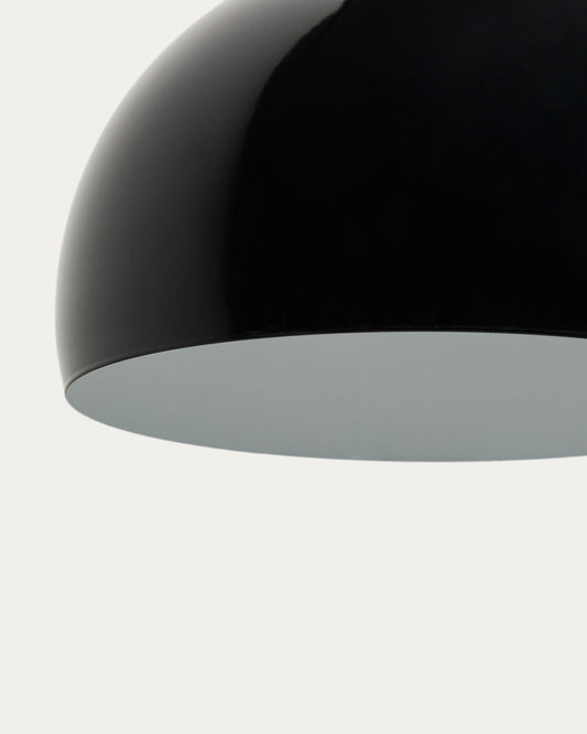 Lampadaire Madali en acier avec finition noir brillant et marbre noir