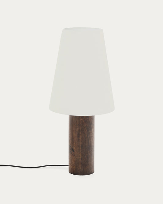 Lampadaire Marga en bois d’hévéa avec finition foncée