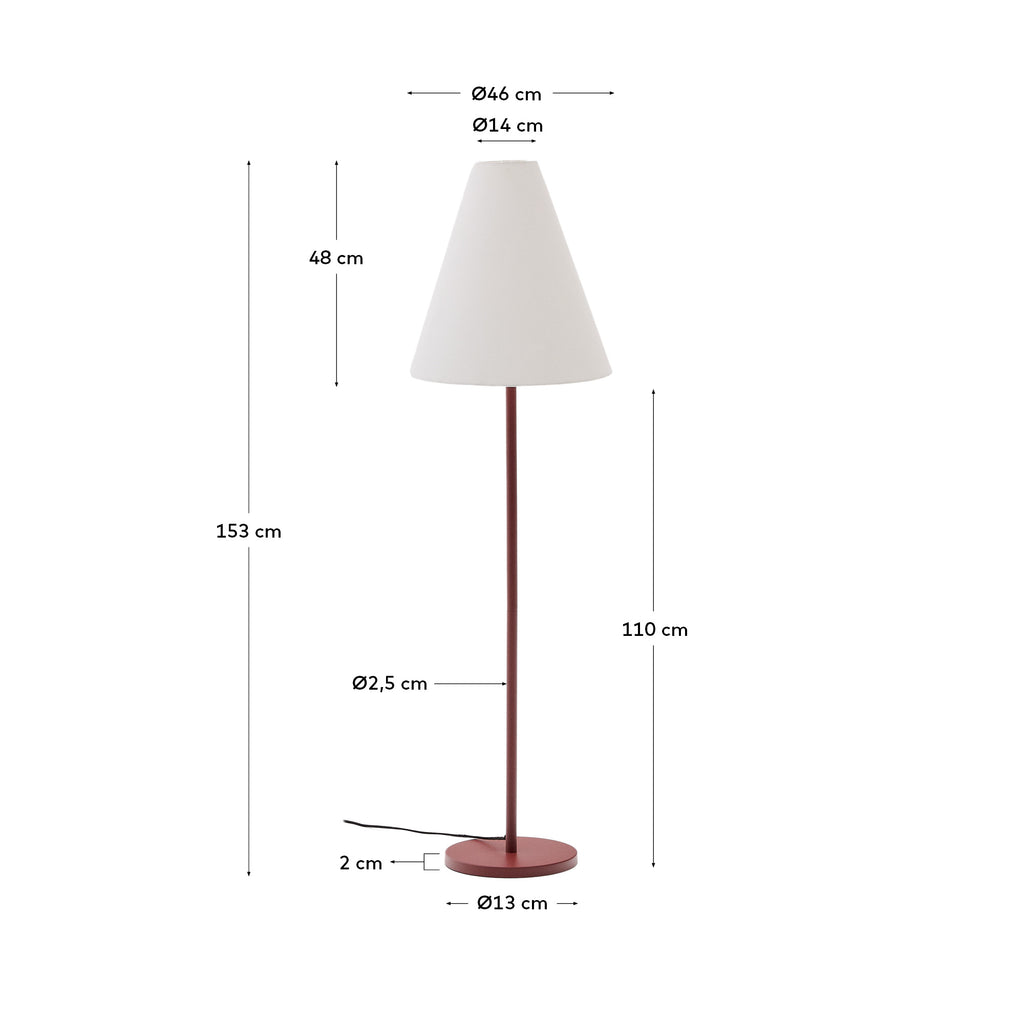 Lampadaire Navat en métal peint terra cotta