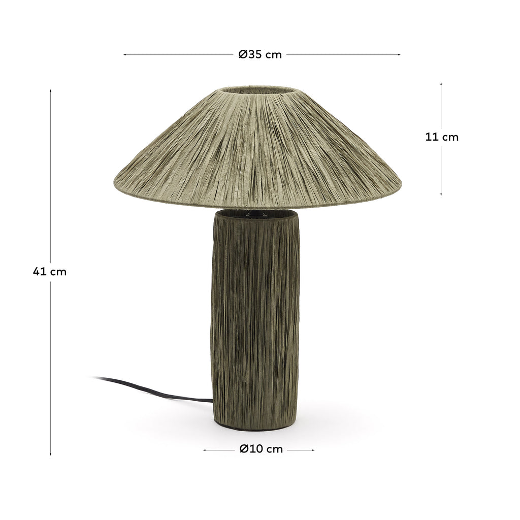 Lampe de table Samse en raphia vert
