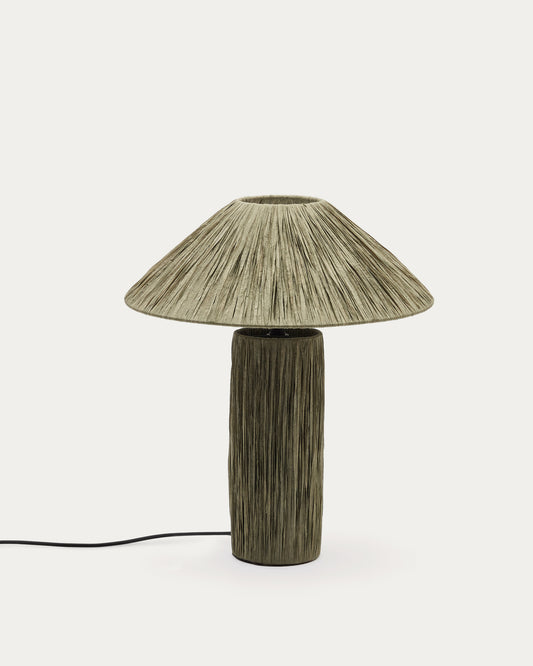 Lampe de table Samse en raphia vert