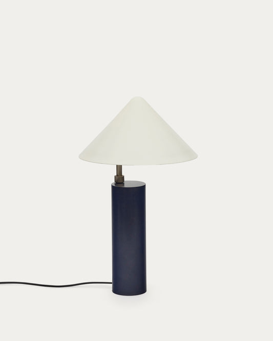 Lampe de table Shiva en métal peint bleu et blanc
