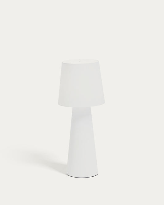 Grande lampe de table extérieure Arenys en métal avec finition blanche