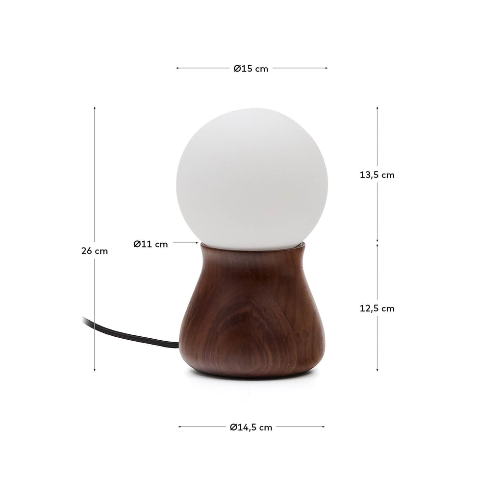 Lampe de table Okeni en bois de noyer et verre