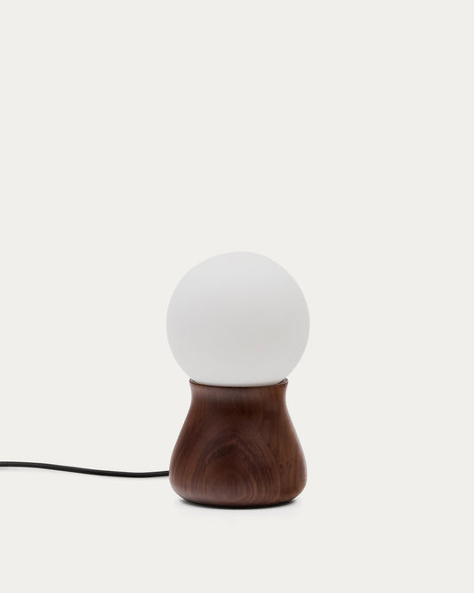 Lampe de table Okeni en bois de noyer et verre