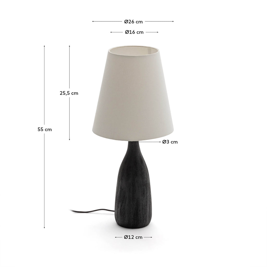 Lampe de table Luvia en bois peint noir
