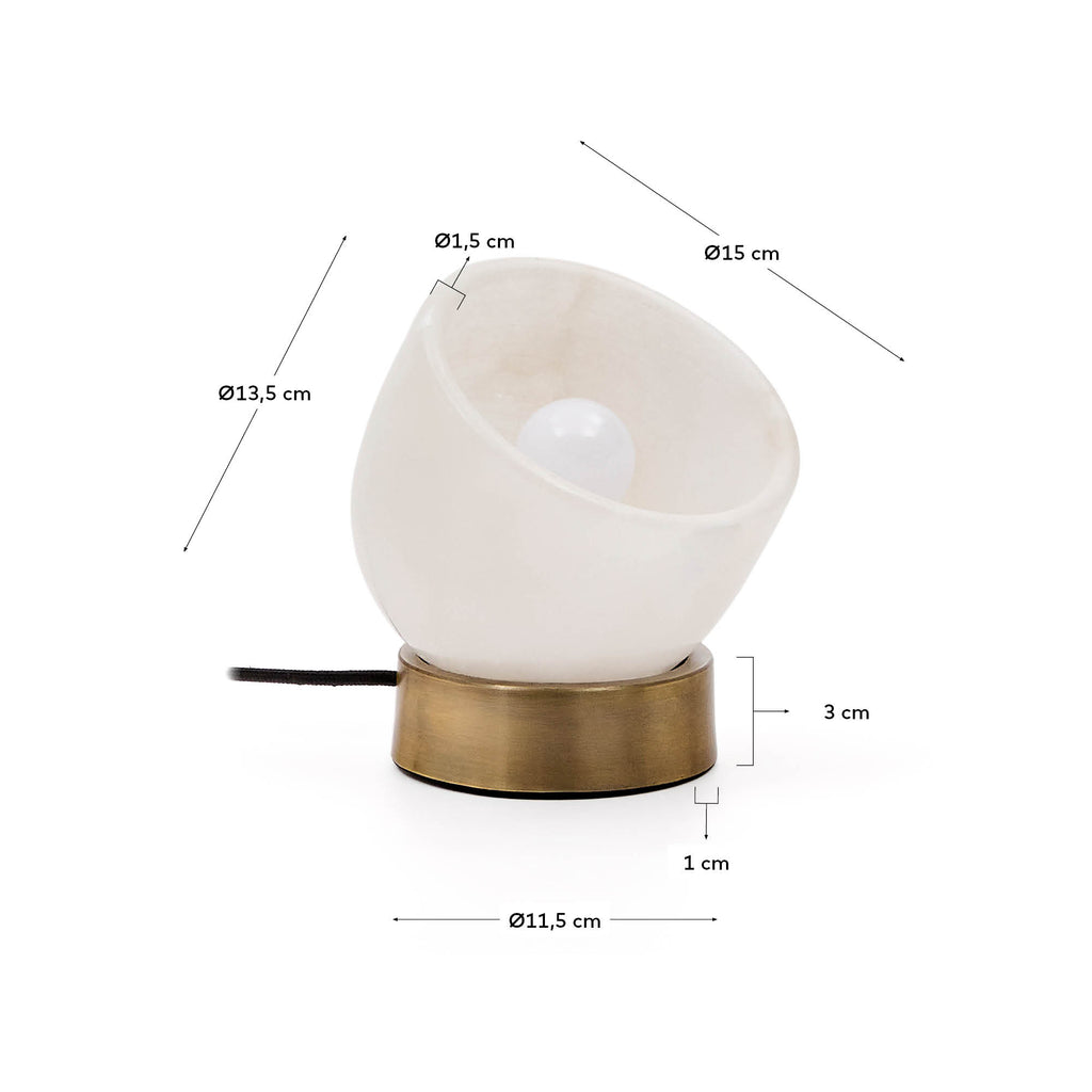 Lampe de table Shenli en albâtre et métal finition laiton